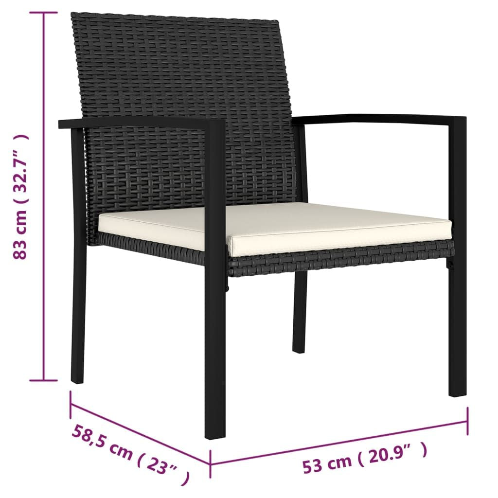Patio Dining Chairs 2 pcs Poly Rattan Black image 5