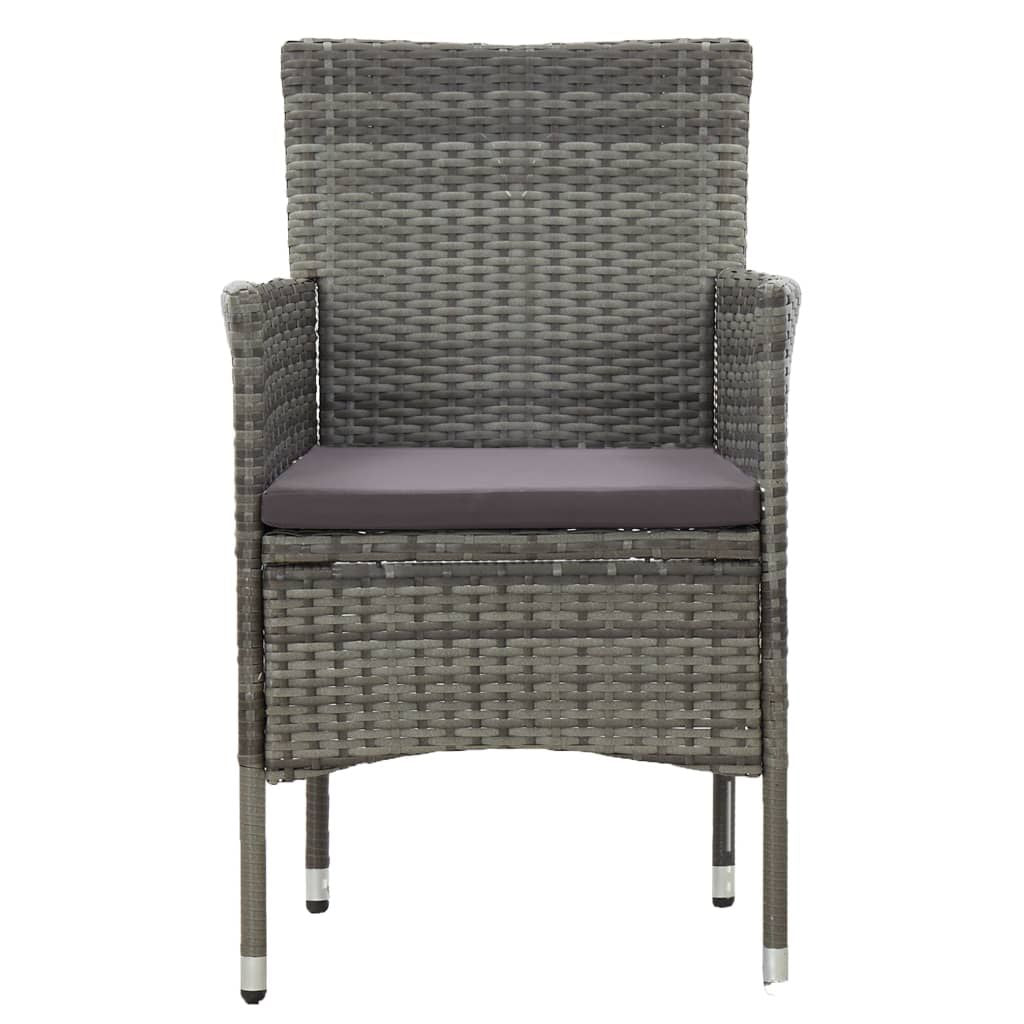 Patio Dining Chairs 2 pcs Poly Rattan Gray image 3