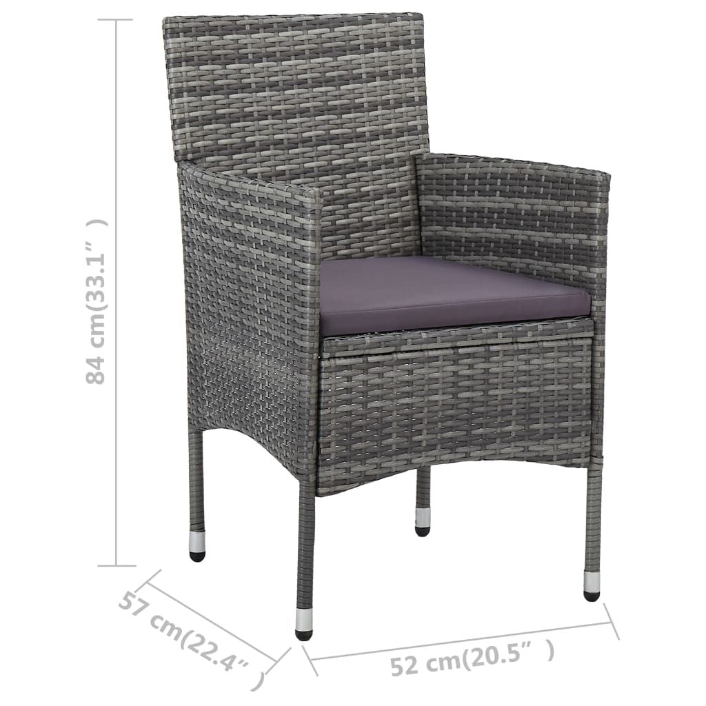 Patio Dining Chairs 2 pcs Poly Rattan Gray image 7