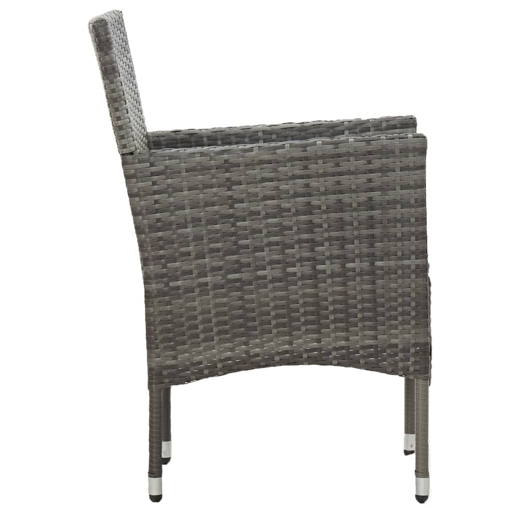 Patio Dining Chairs 2 pcs Poly Rattan Gray image 4