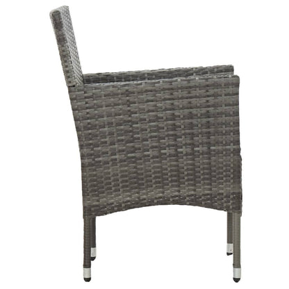 Patio Dining Chairs 2 pcs Poly Rattan Gray image 4