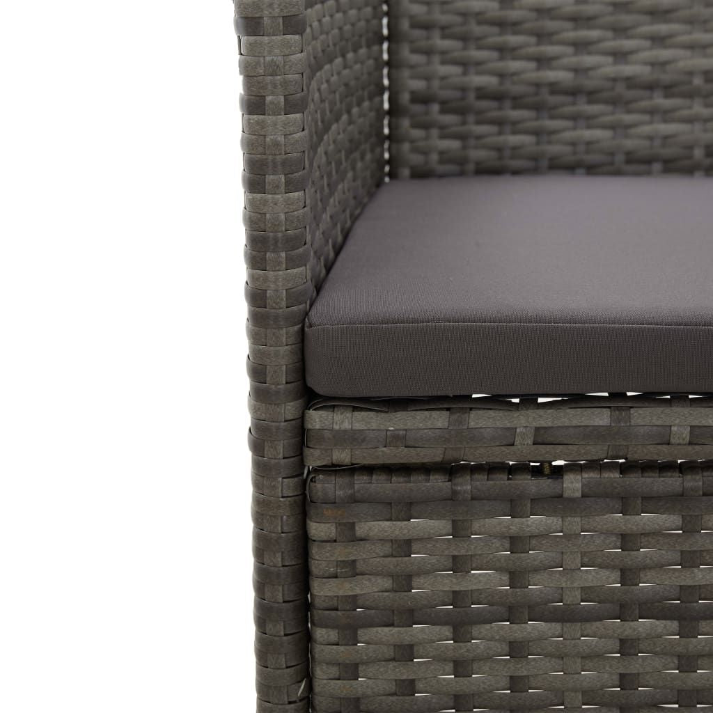 Patio Dining Chairs 2 pcs Poly Rattan Gray image 6