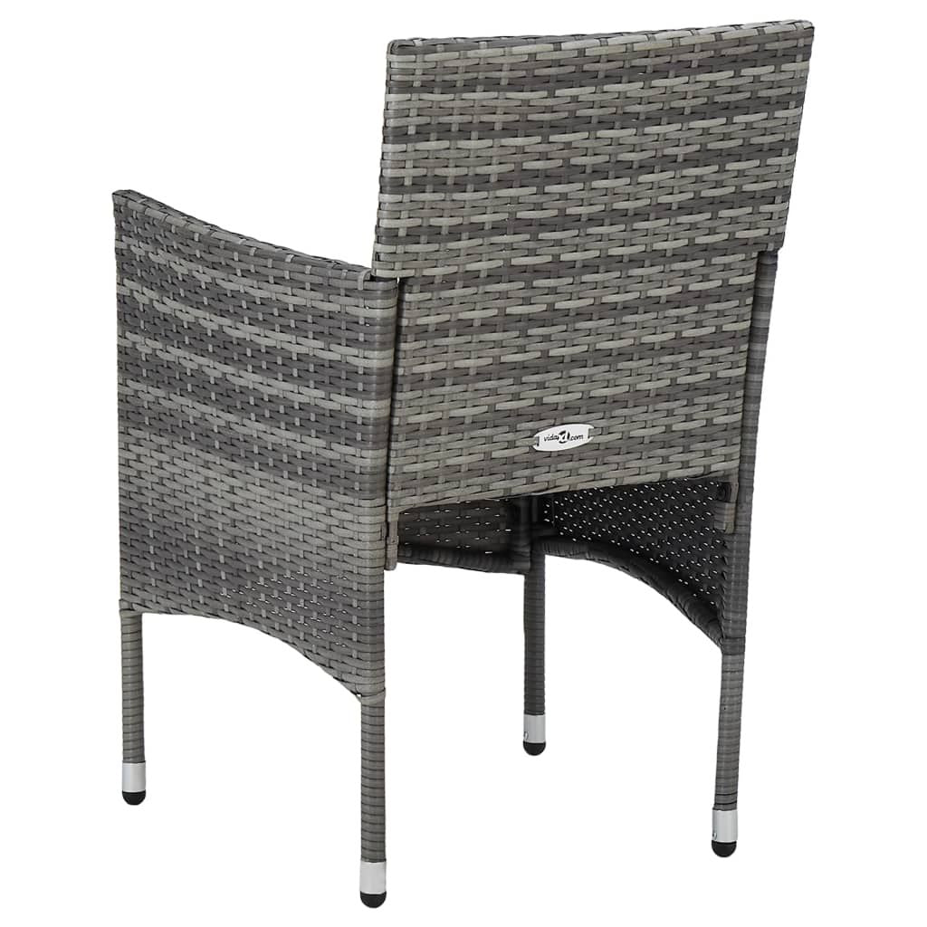 Patio Dining Chairs 2 pcs Poly Rattan Gray image 5
