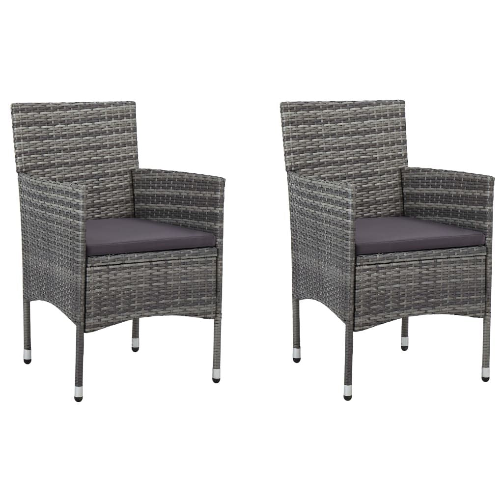 Patio Dining Chairs 2 pcs Poly Rattan Gray image 1