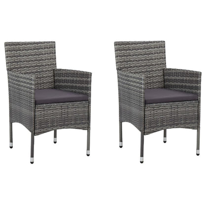 Patio Dining Chairs 2 pcs Poly Rattan Gray image 1
