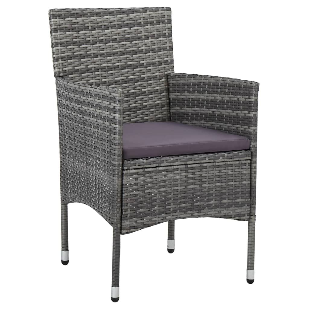 Patio Dining Chairs 2 pcs Poly Rattan Gray image 2
