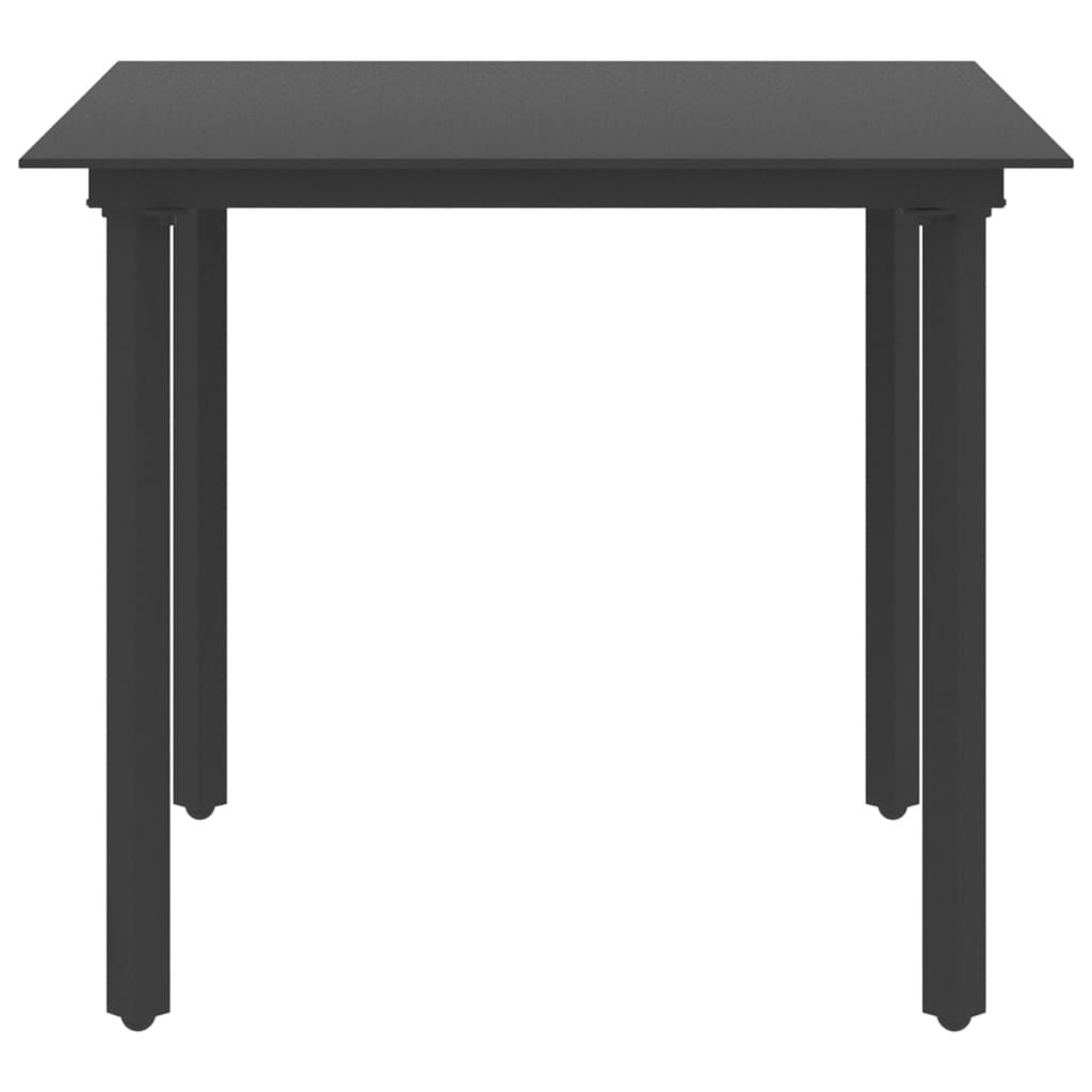 Patio Dining Table Black 31.5"x31.5"x29.1" Steel and Glass image 2