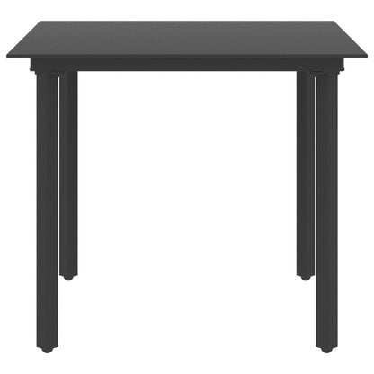 Patio Dining Table Black 31.5"x31.5"x29.1" Steel and Glass image 2