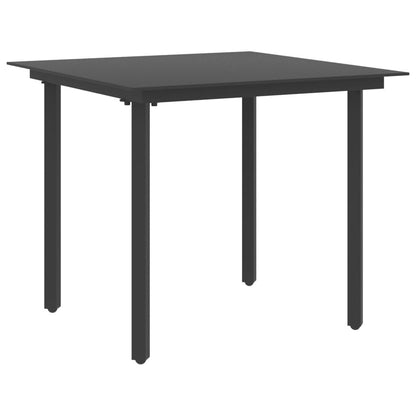 Patio Dining Table Black 31.5"x31.5"x29.1" Steel and Glass image 1