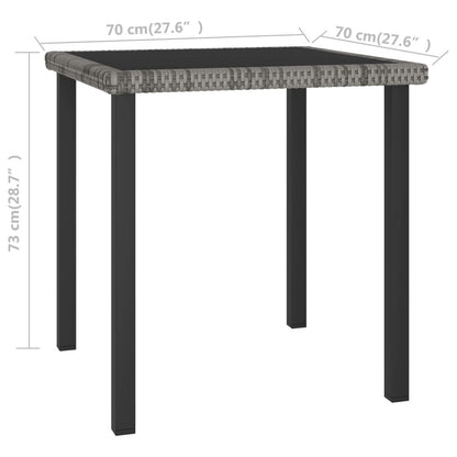Patio Dining Table Gray 27.6"x27.6"x28.7" Poly Rattan image 4