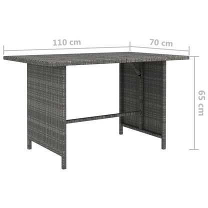 Patio Dining Table Gray 43.3"x27.6"x25.6" Poly Rattan image 4