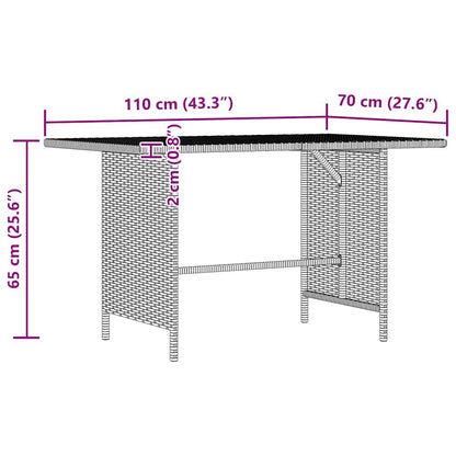 Patio Dining Table Gray 43.3"x27.6"x25.6" Poly Rattan image 8