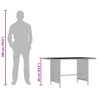 Patio Dining Table Gray 43.3"x27.6"x25.6" Poly Rattan image 9