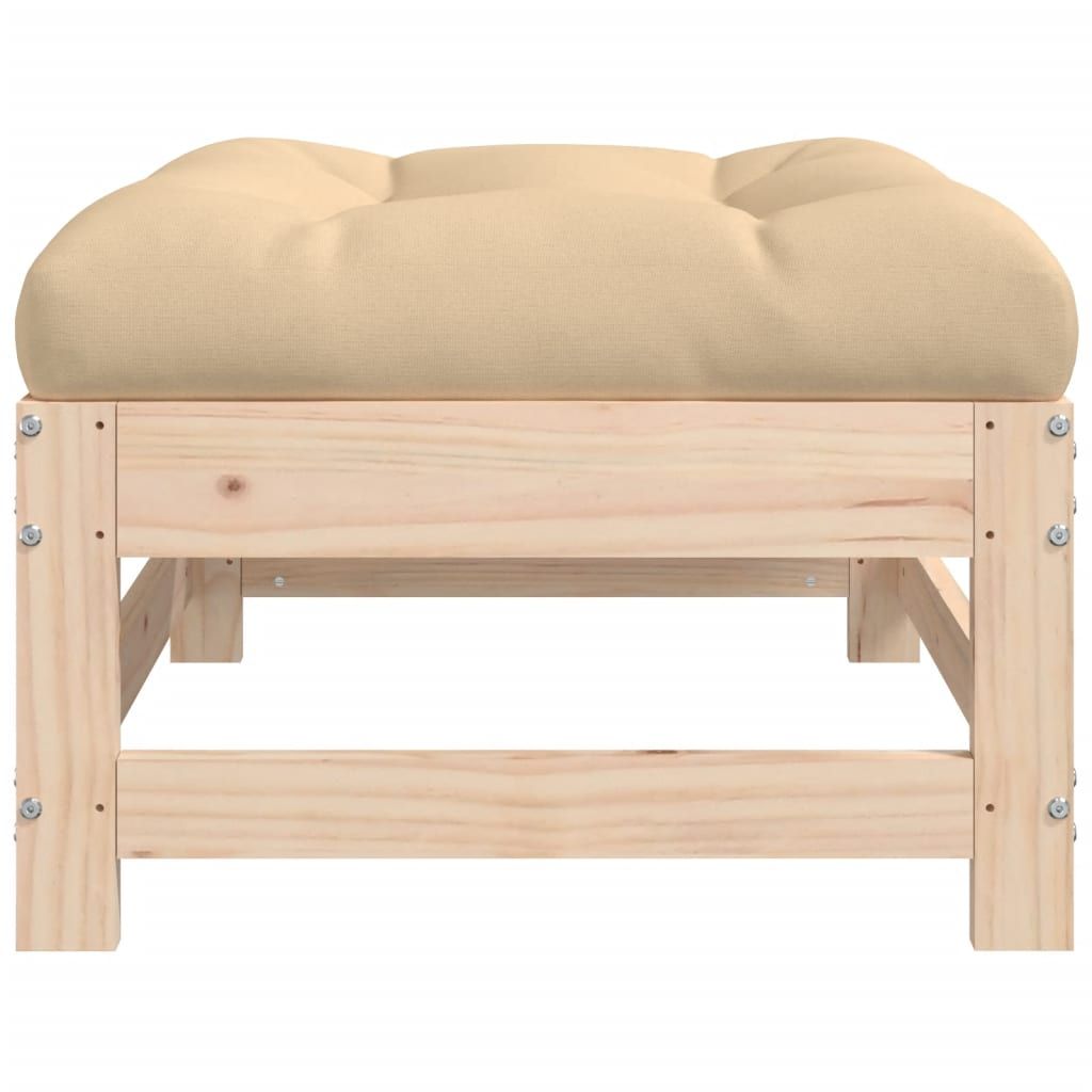 Patio Footstool with Cushion Solid Wood Pine image 4