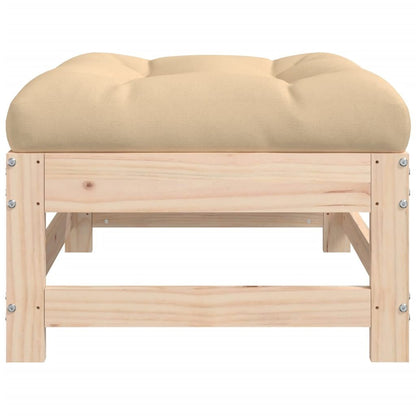 Patio Footstool with Cushion Solid Wood Pine image 4