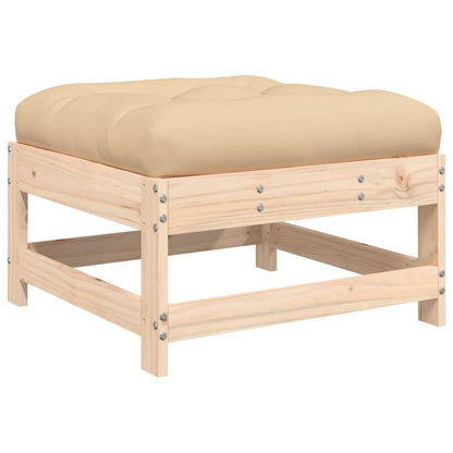 Patio Footstool with Cushion Solid Wood Pine image 2