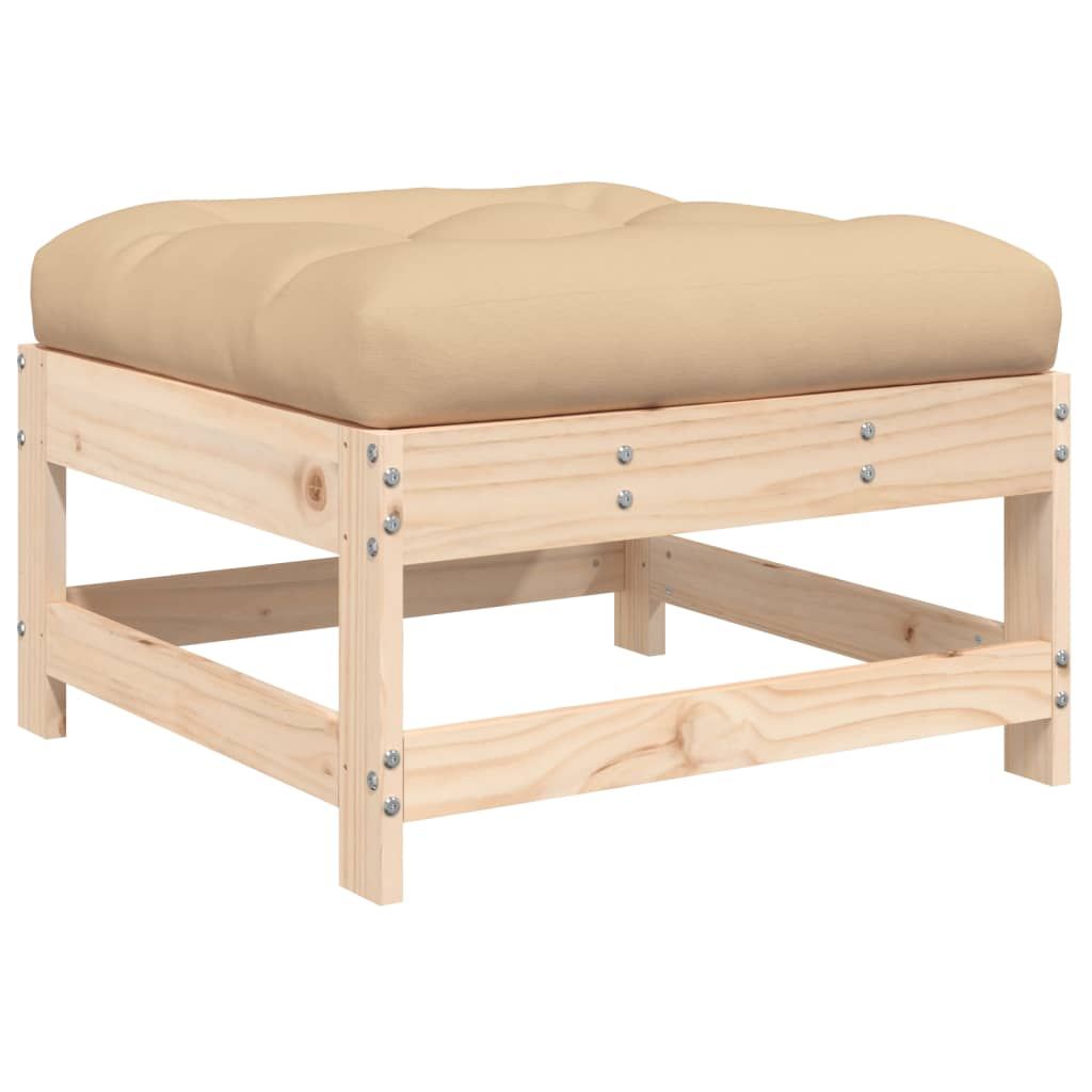 Patio Footstool with Cushion Solid Wood Pine image 6