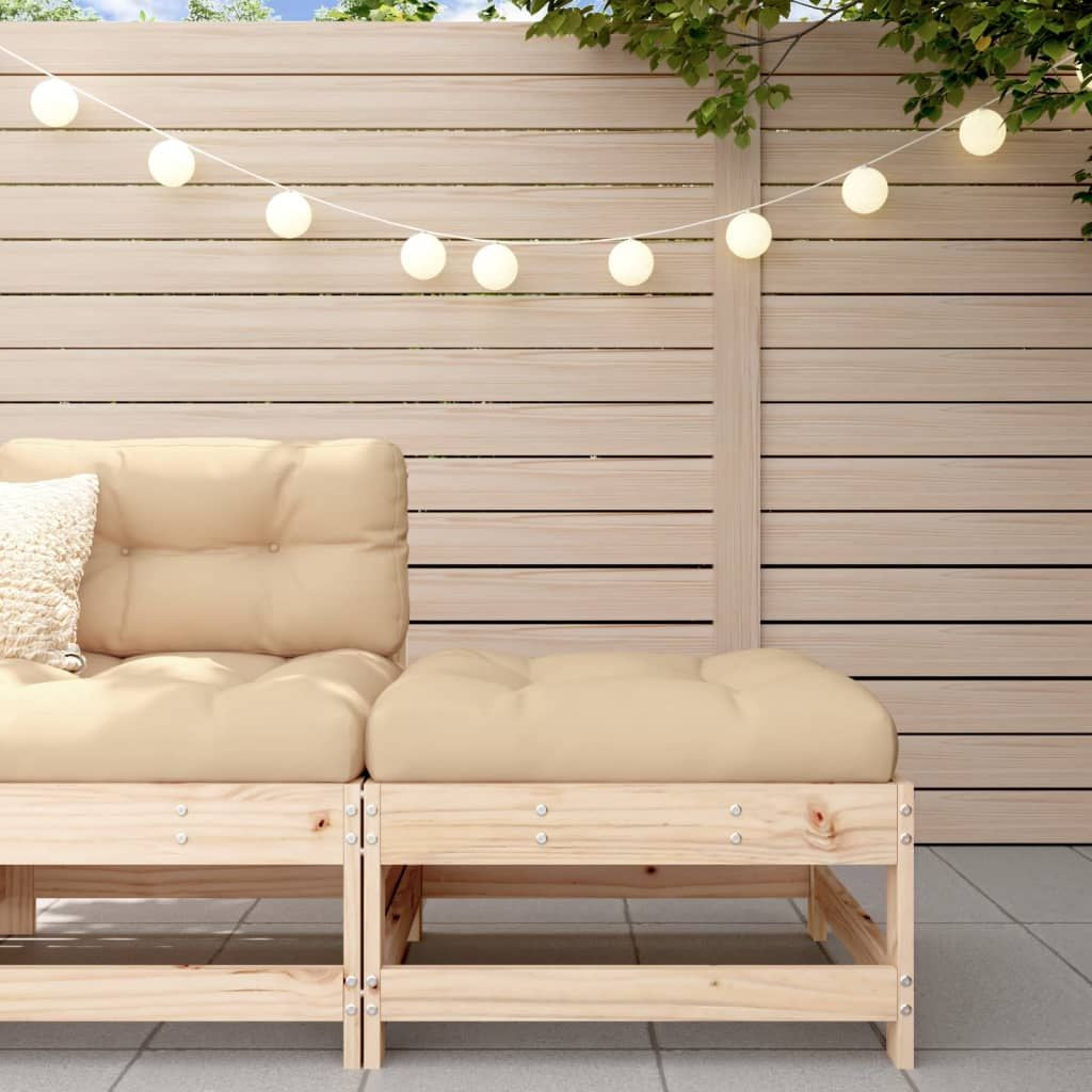 Patio Footstool with Cushion Solid Wood Pine image 1