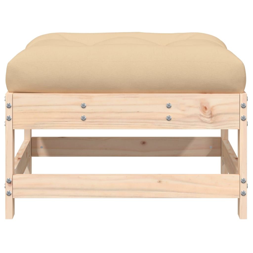 Patio Footstool with Cushion Solid Wood Pine image 3