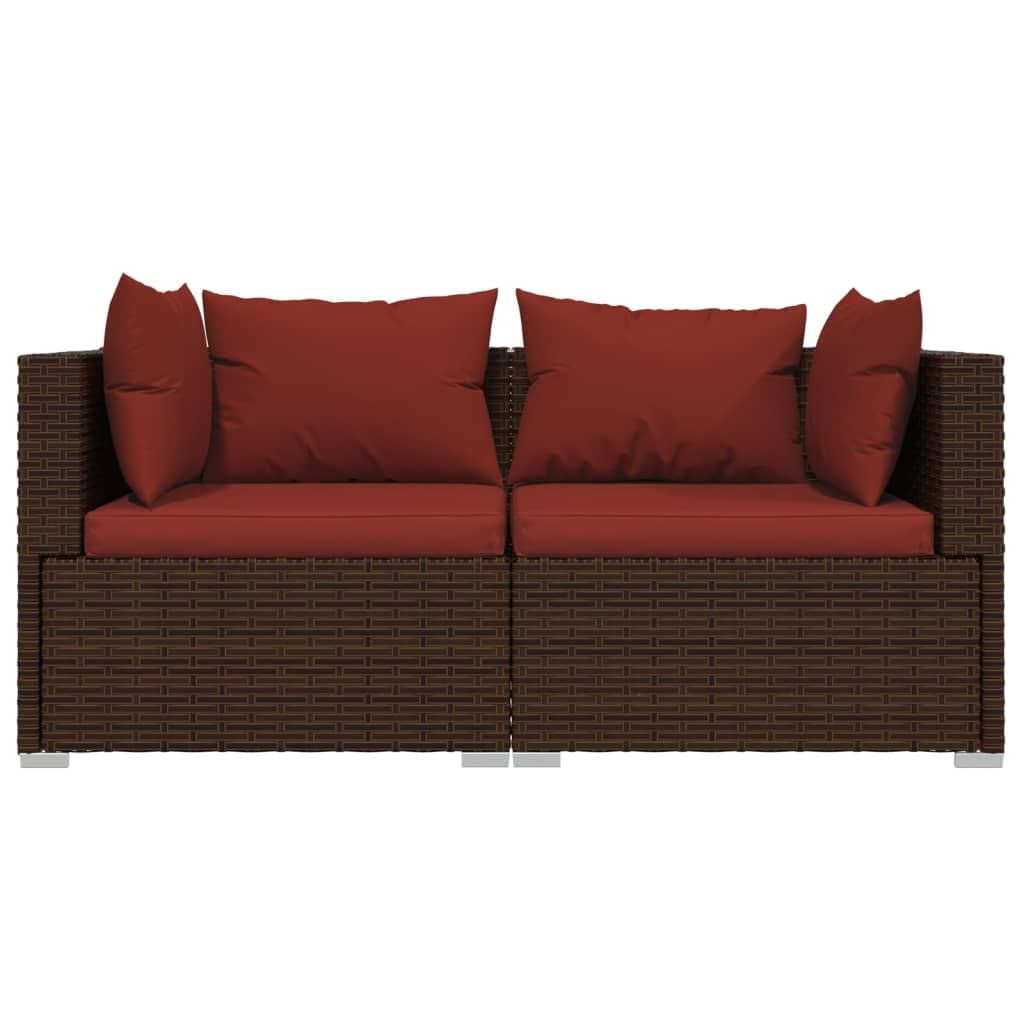 Patio Furniture Set 3 Piece with Cushions Brown Poly Rattan image 4