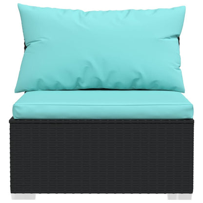 Patio Furniture Set 4 Piece with Cushions Poly Rattan Black image 6