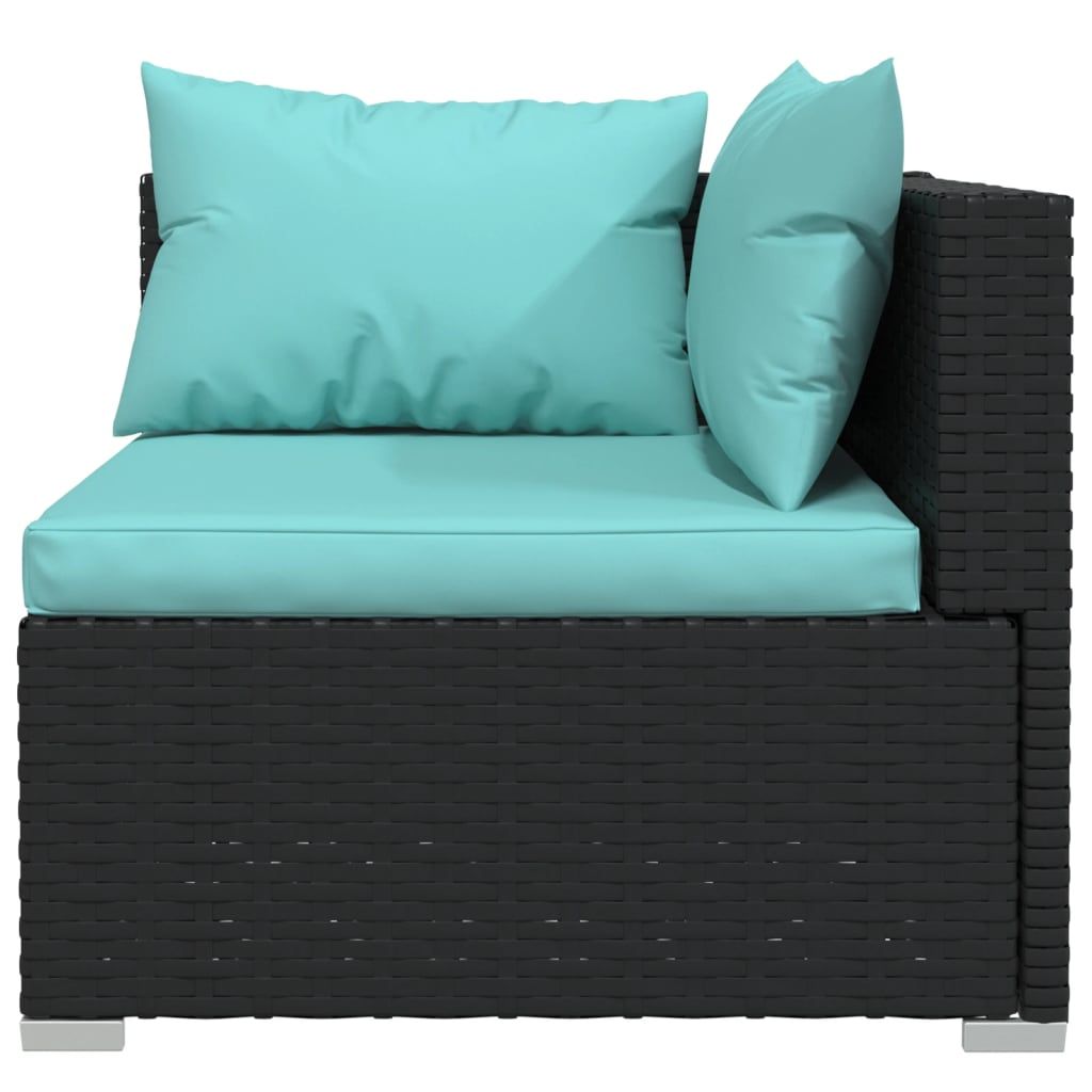 Patio Furniture Set 4 Piece with Cushions Poly Rattan Black image 4