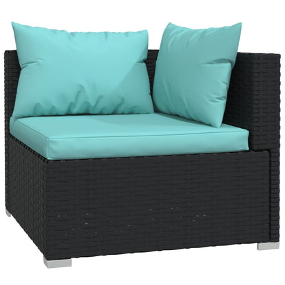 Patio Furniture Set 4 Piece with Cushions Poly Rattan Black image 3