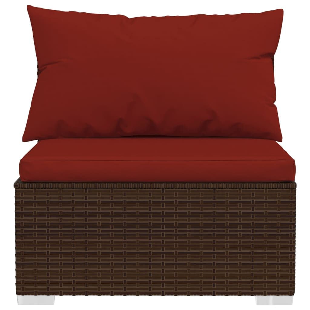 Patio Furniture Set 5 Piece with Cushions Poly Rattan Brown image 6