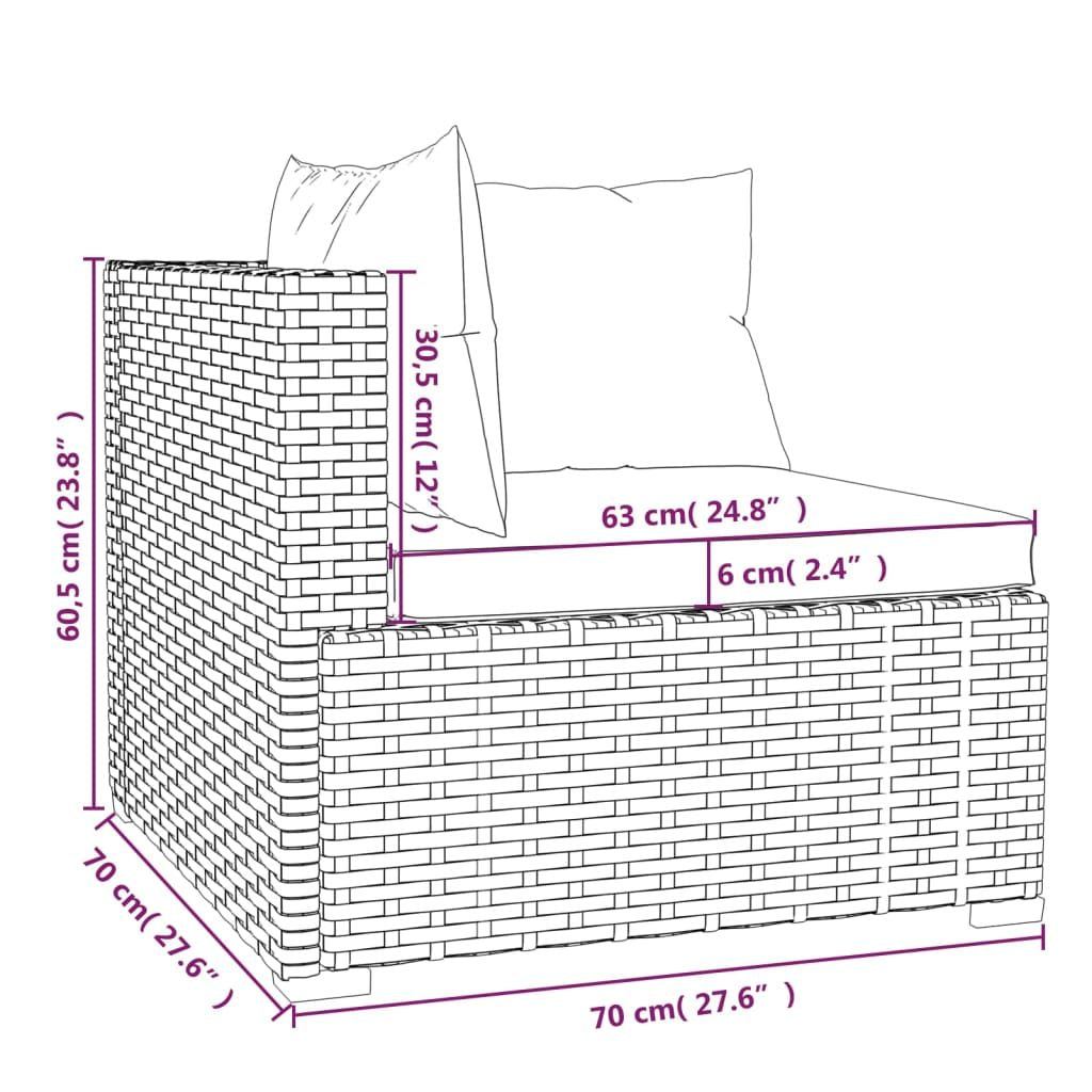 Patio Furniture Set 5 Piece with Cushions Poly Rattan Brown image 11