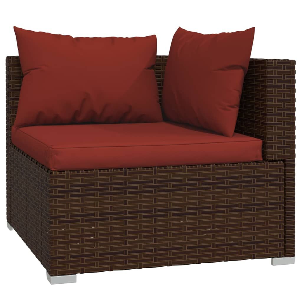 Patio Furniture Set 5 Piece with Cushions Poly Rattan Brown image 3