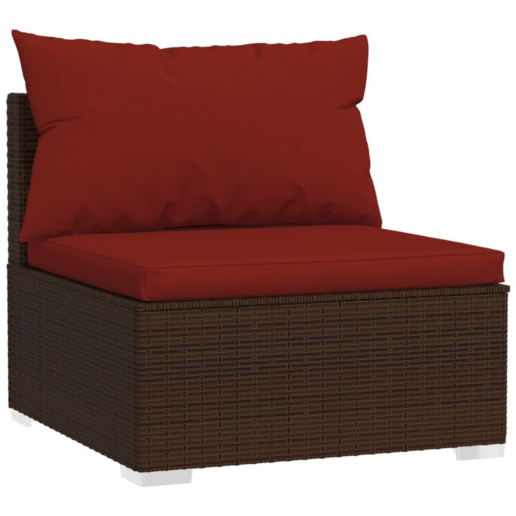 Patio Furniture Set 5 Piece with Cushions Poly Rattan Brown image 5