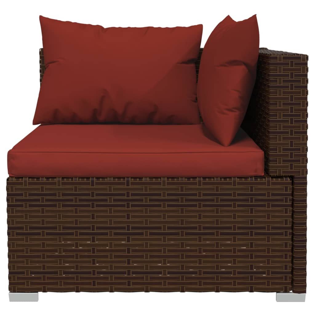 Patio Furniture Set 5 Piece with Cushions Poly Rattan Brown image 4