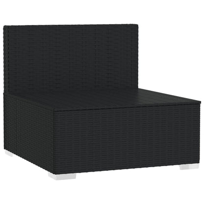 Patio Middle Sofa with Cushions Black Poly Rattan image 3