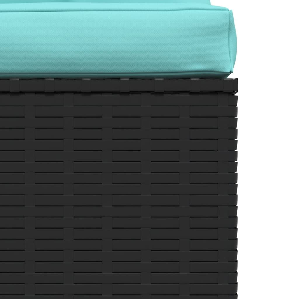 Patio Middle Sofa with Cushions Black Poly Rattan image 6