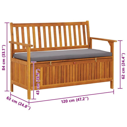 Patio Storage Bench 47.2" Solid Acacia Wood image 13