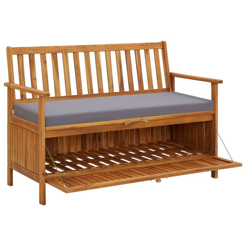 Patio Storage Bench 47.2" Solid Acacia Wood image 5