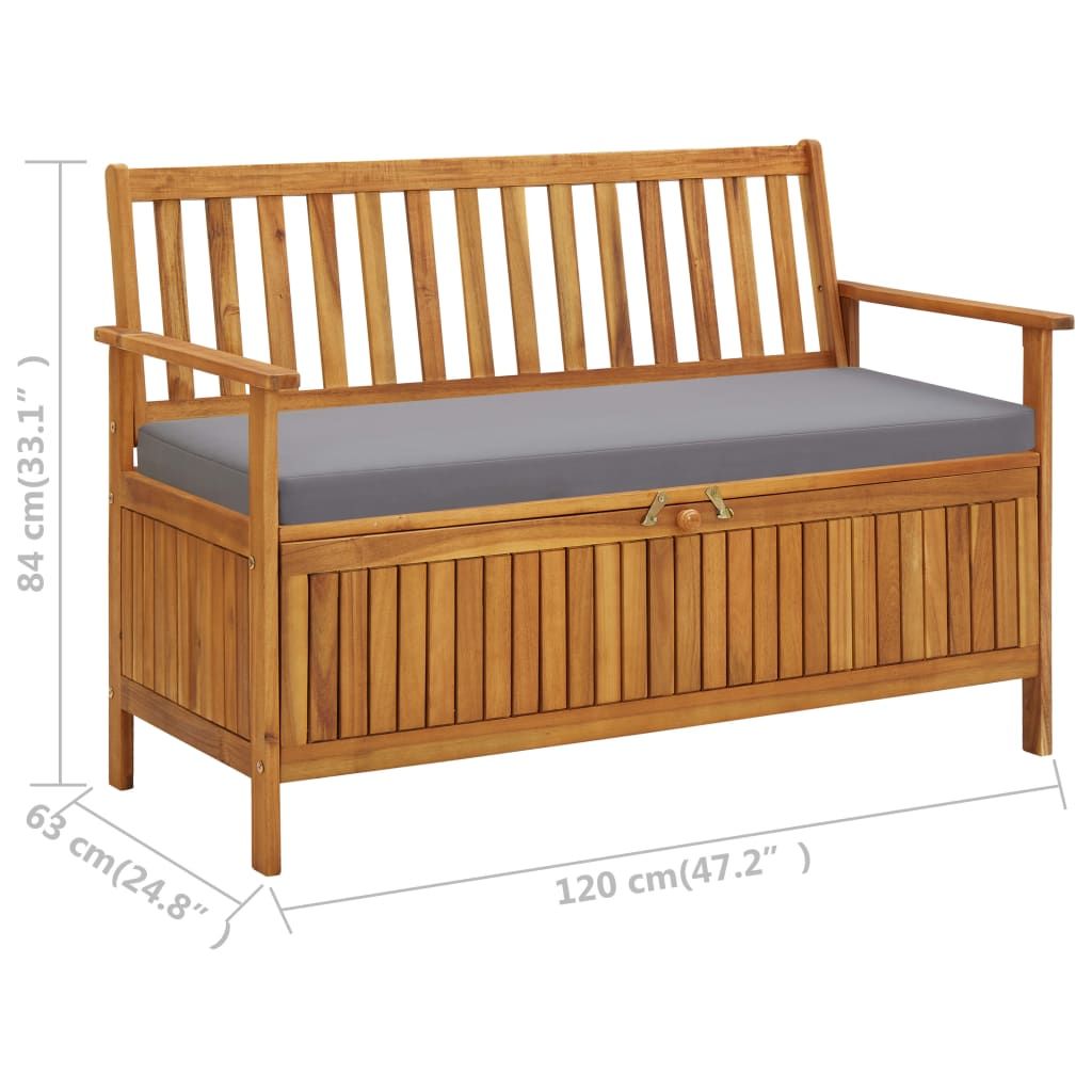 Patio Storage Bench 47.2" Solid Acacia Wood image 9