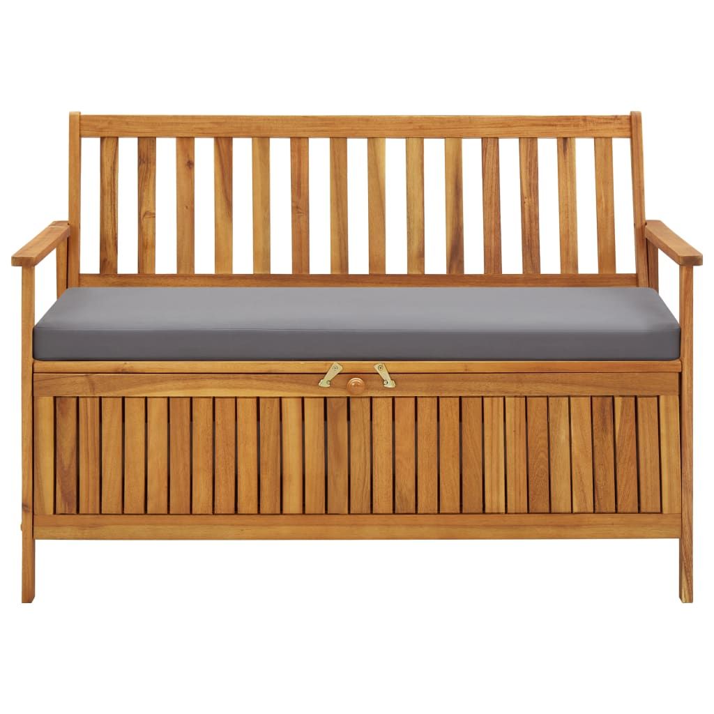Patio Storage Bench 47.2" Solid Acacia Wood image 2
