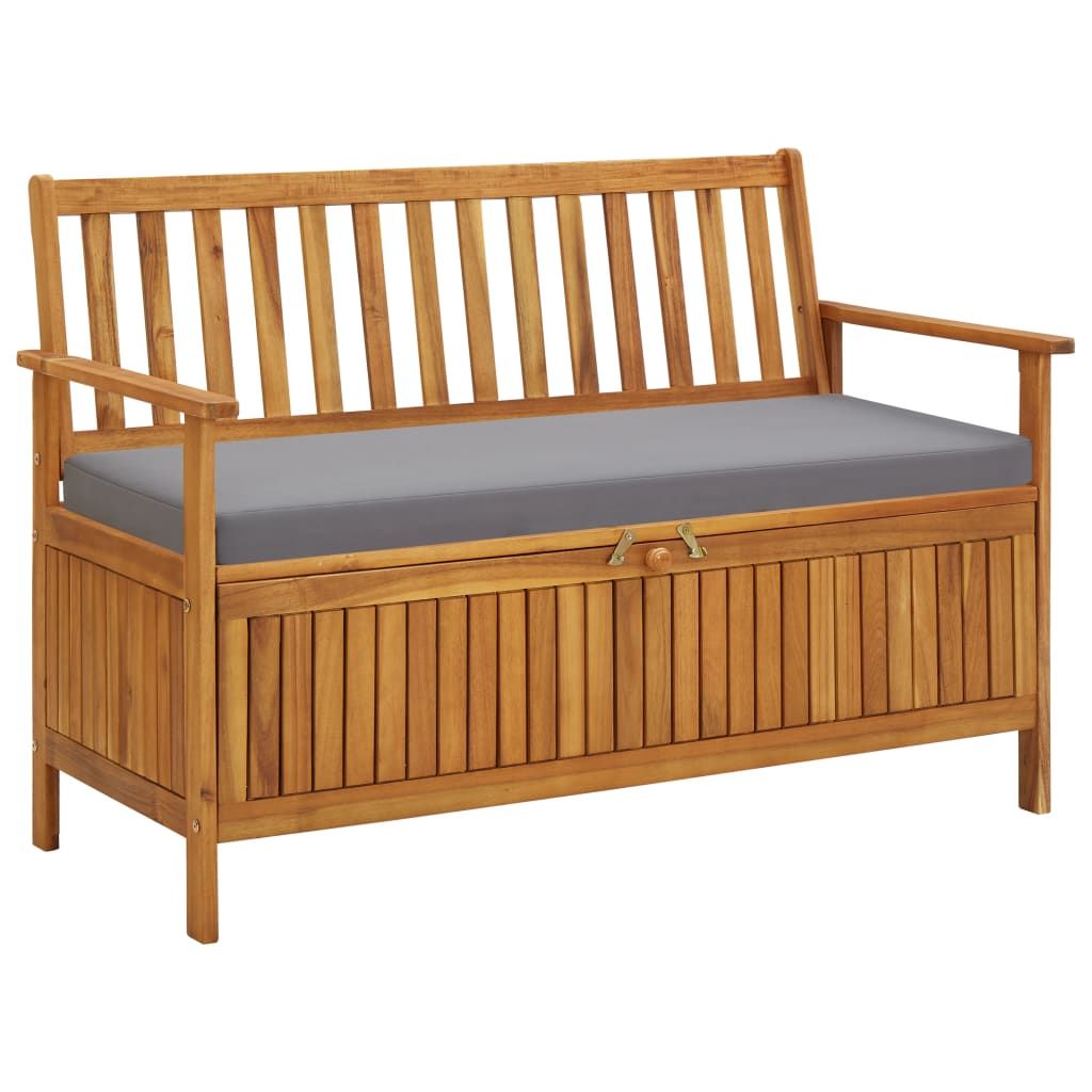 Patio Storage Bench 47.2" Solid Acacia Wood image 1