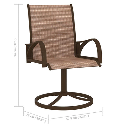 Patio Swivel Chairs 2 pcs Textilene and Steel Brown image 7