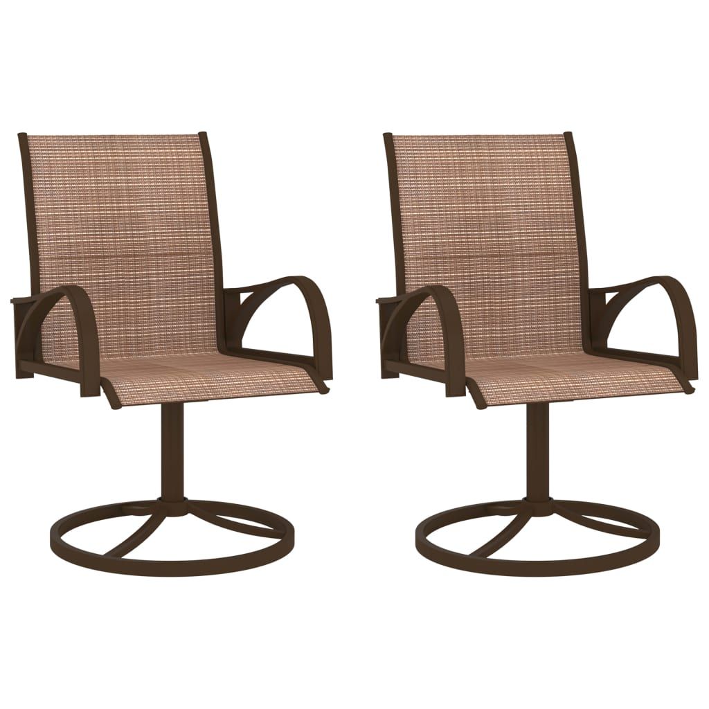 Patio Swivel Chairs 2 pcs Textilene and Steel Brown image 1