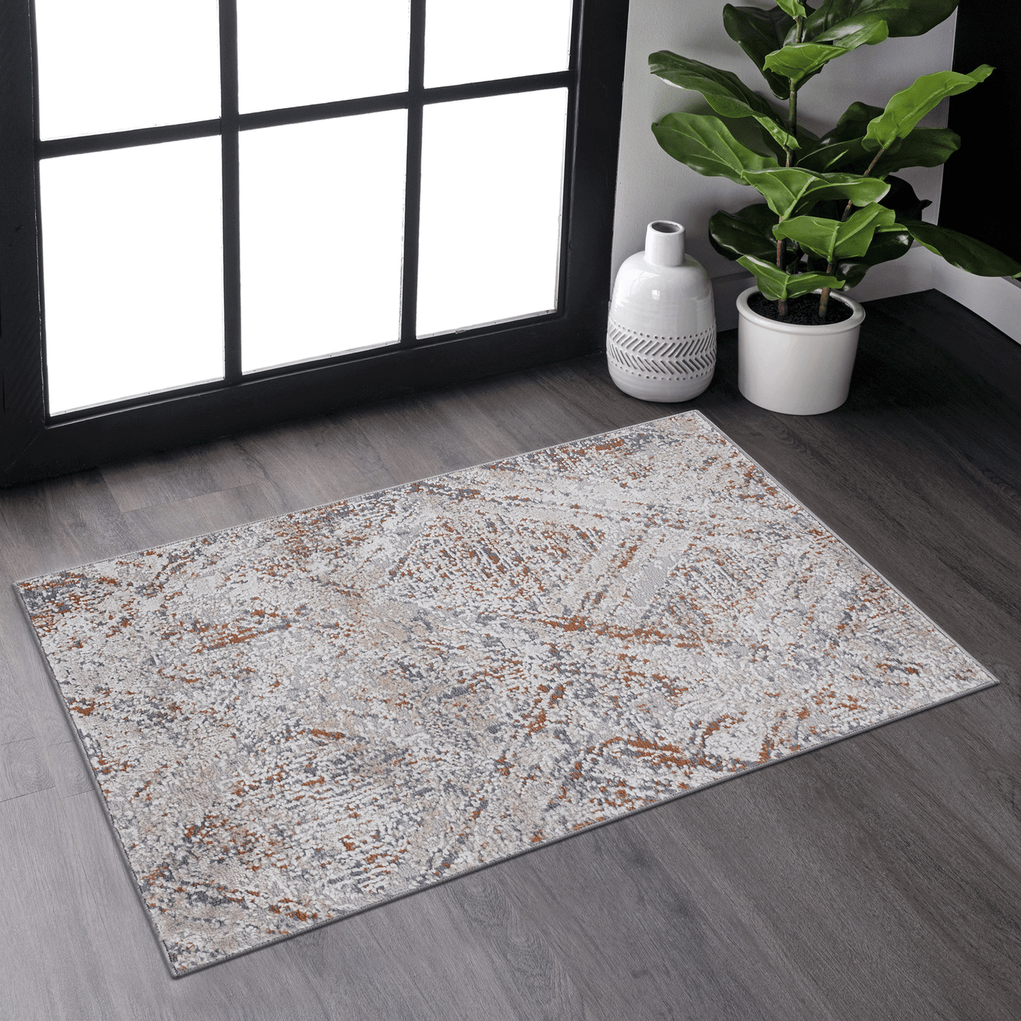 PAYAS Collection 2X3 Beige / Geometric Doormat Rug image 1