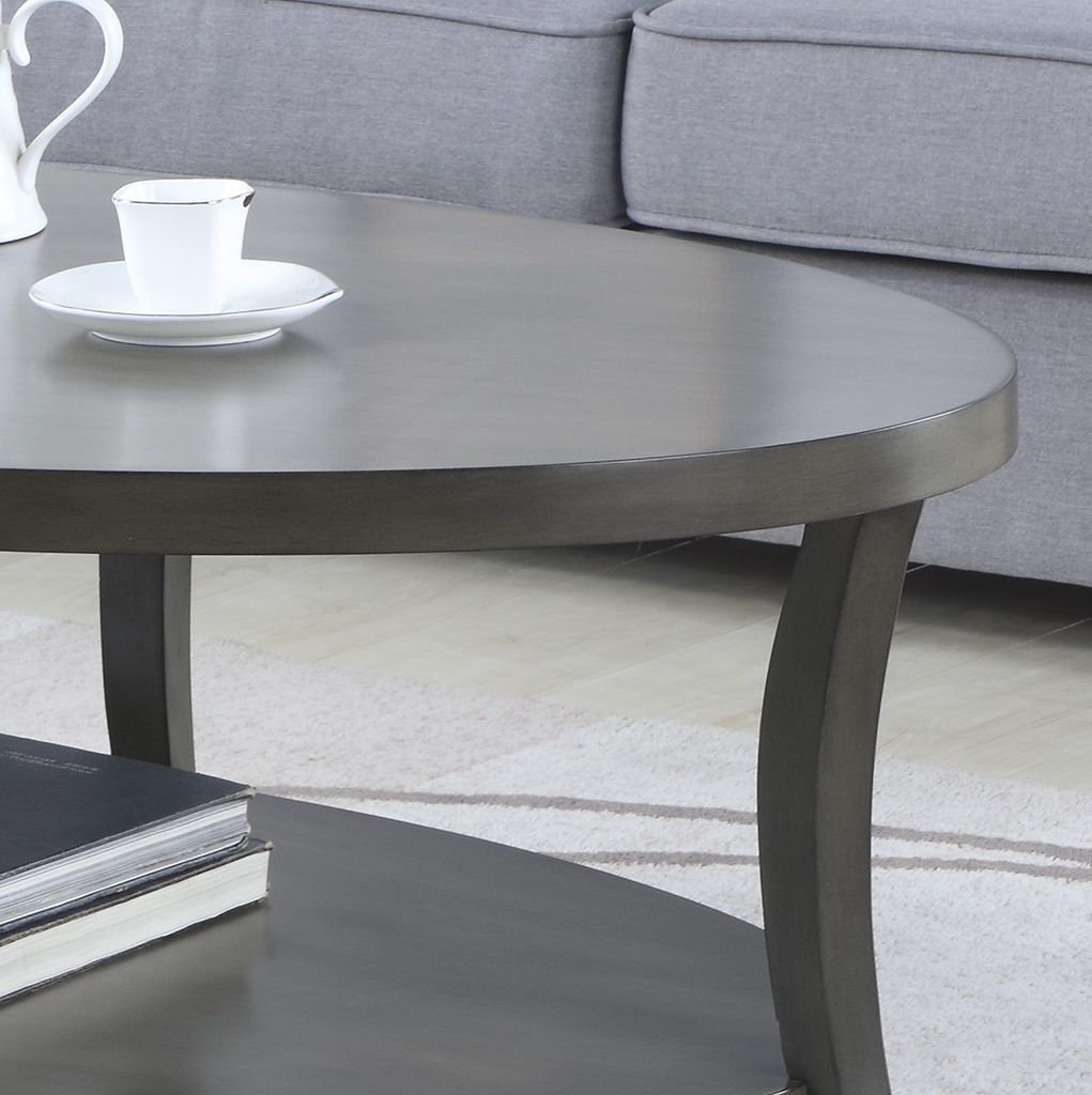 Perth Contemporary Oval Shelf Coffee Table Set, Gray image 8