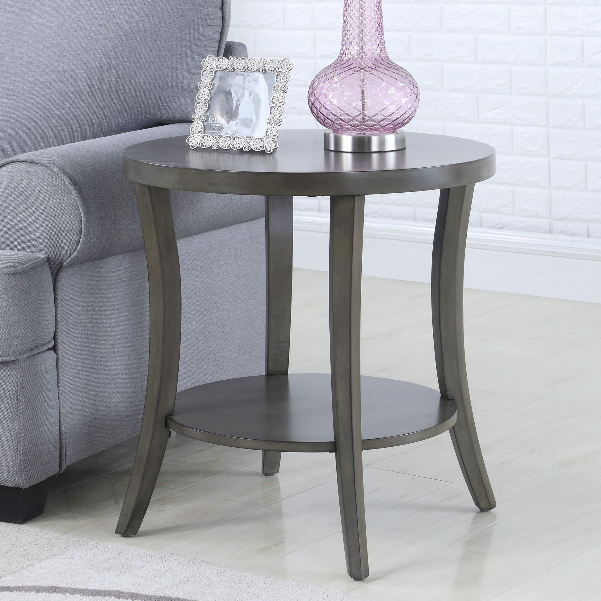 Perth Contemporary Oval Shelf Coffee Table Set, Gray image 4