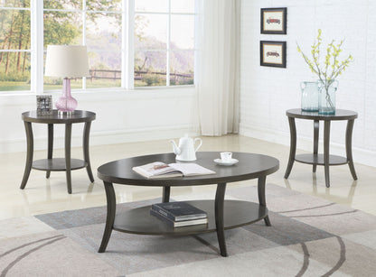 Perth Contemporary Oval Shelf Coffee Table Set, Gray image 1