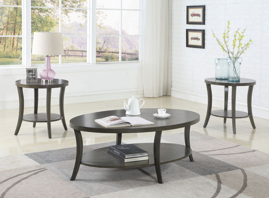 Perth Contemporary Oval Shelf Coffee Table Set, Gray image 1