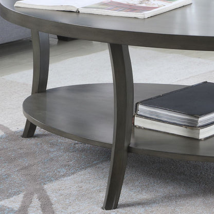 Perth Contemporary Oval Shelf Coffee Table Set, Gray image 9