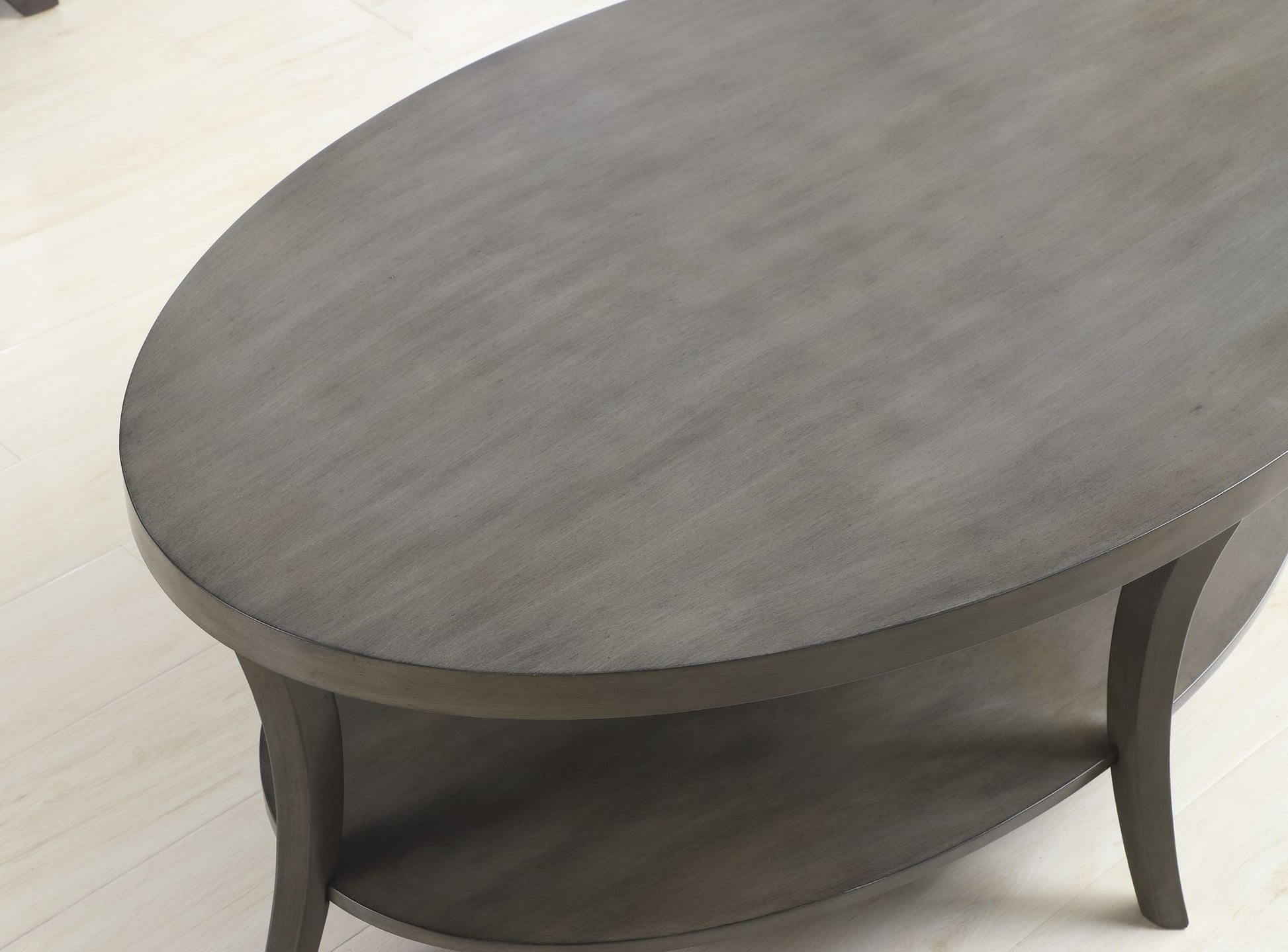 Perth Contemporary Oval Shelf Coffee Table Set, Gray image 7