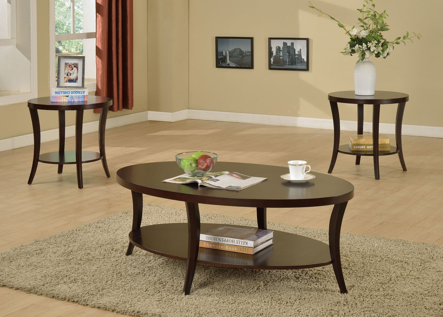 Perth Contemporary Oval Shelf End Table, Espresso image 5