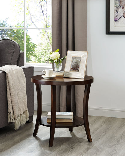 Perth Contemporary Oval Shelf End Table, Espresso image 1